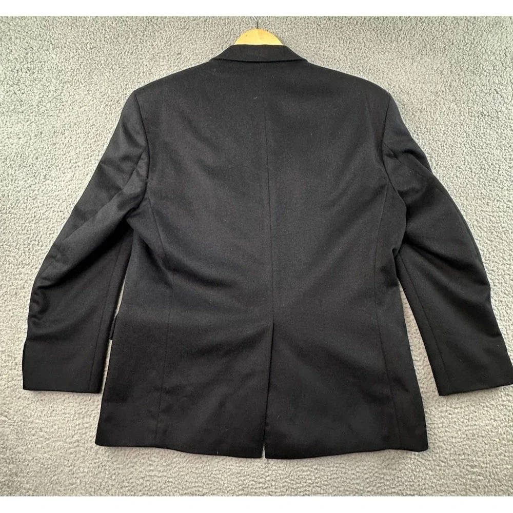 VTG Polo University Ralph Lauren Blazer Jacket 43R Black Cashmere Preppy